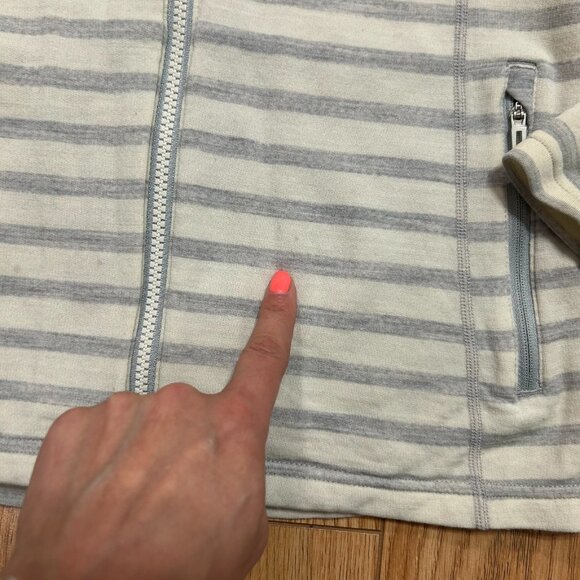 ICEBREAKER Merino Wool Full Zip Small High Neck Stripe Beige w/ Pockets GUC - Picture 3 of 5